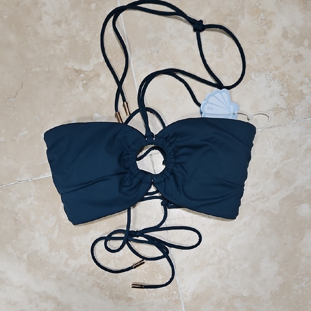 NWT Popflex Beach Day Bandeau Swimsuit Top Teal S